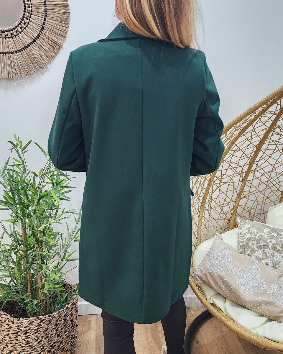 Manteau trench long vert bouteille