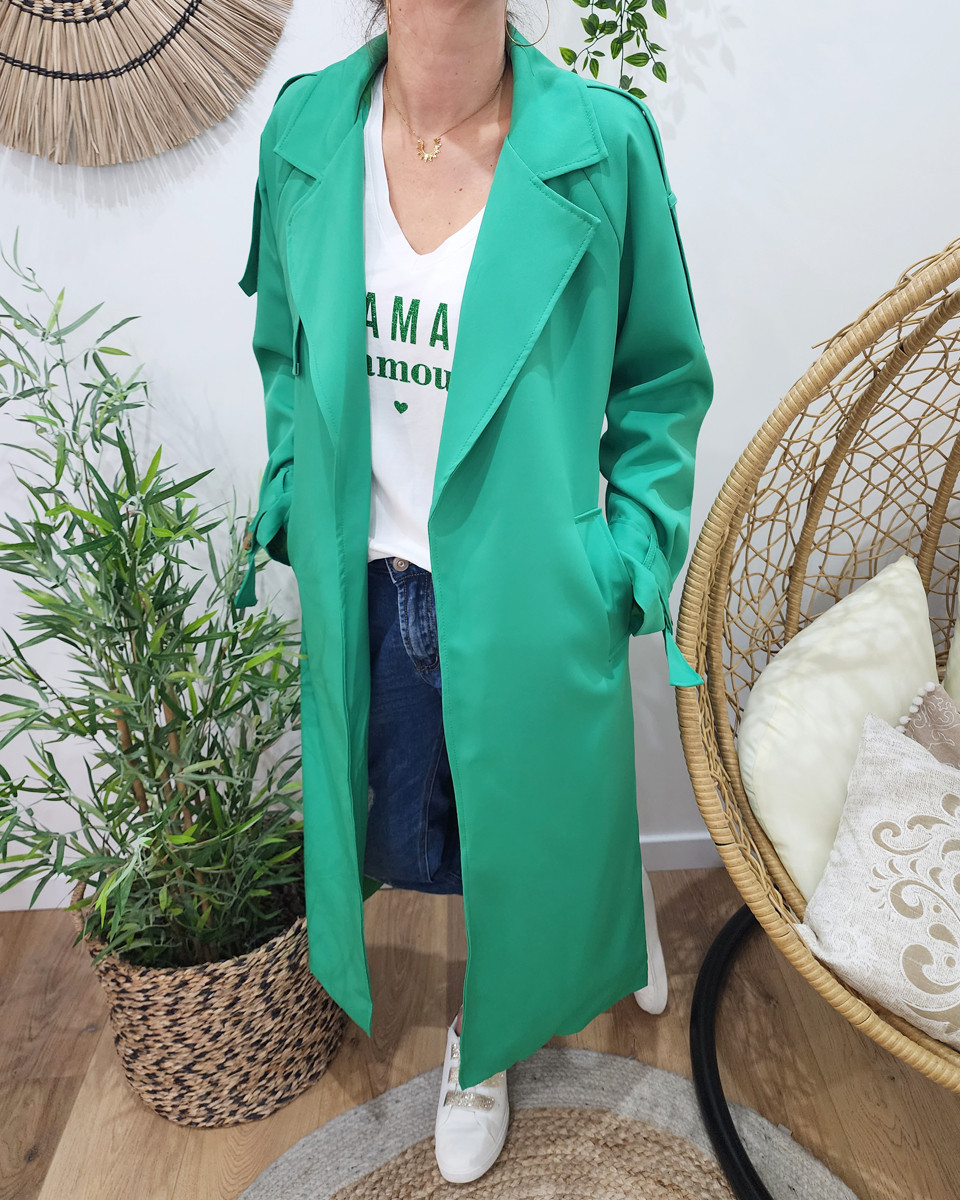 Trench femme vert gazon