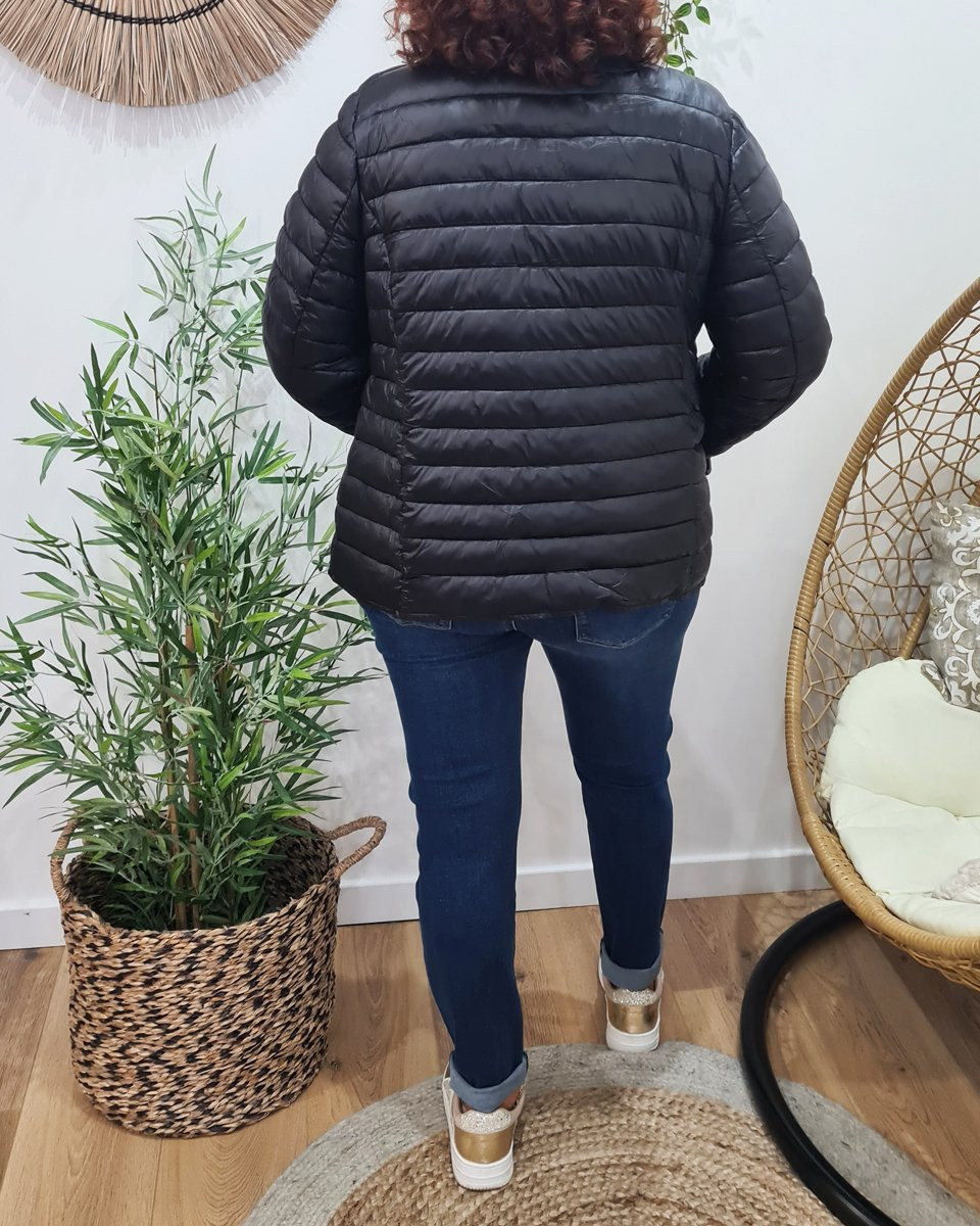 Doudoune femme noire rebords jeans