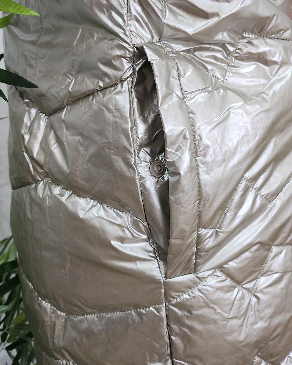 Parka doudoune femme longue épaisse réversible noire et dorée