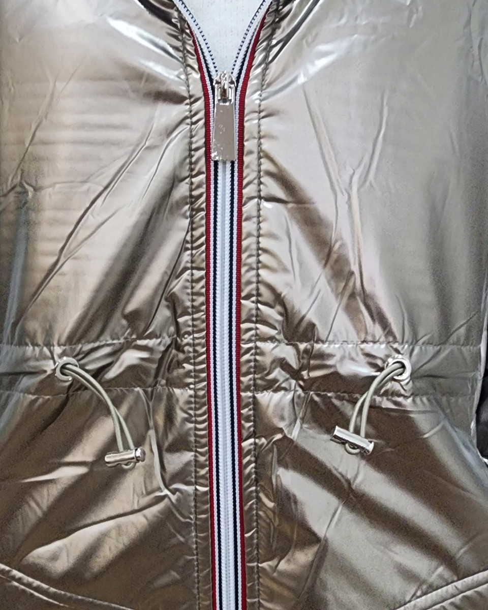 Parka femme dorée fourrée beige à capuche