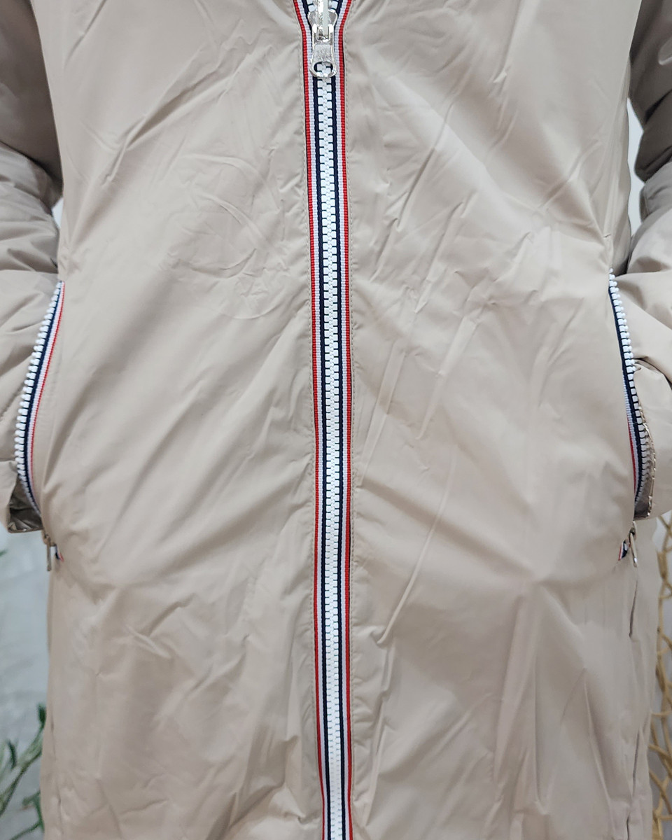 Parka doudoune femme longue épaisse réversible beige et dorée
