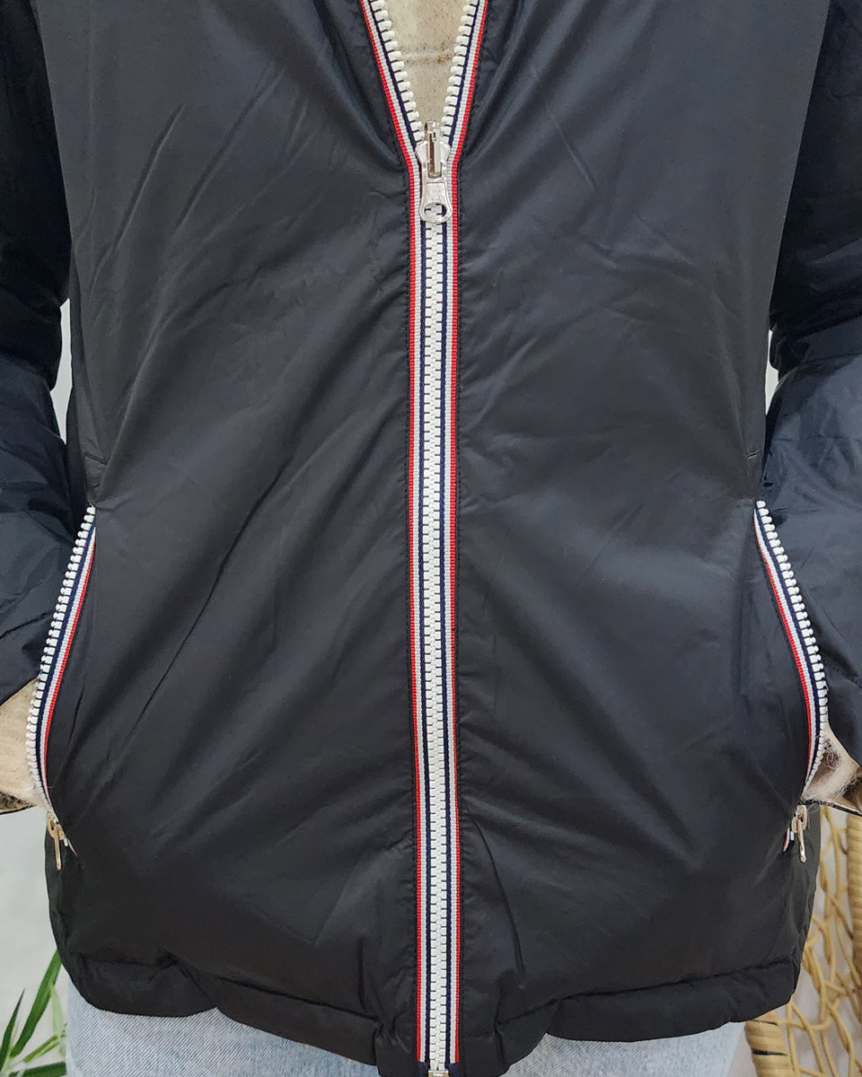 Parka doudoune femme courte épaisse réversible noire et dorée