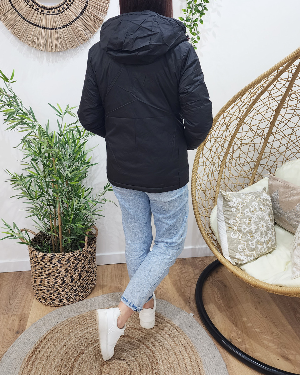 Parka doudoune femme courte épaisse réversible noire et dorée