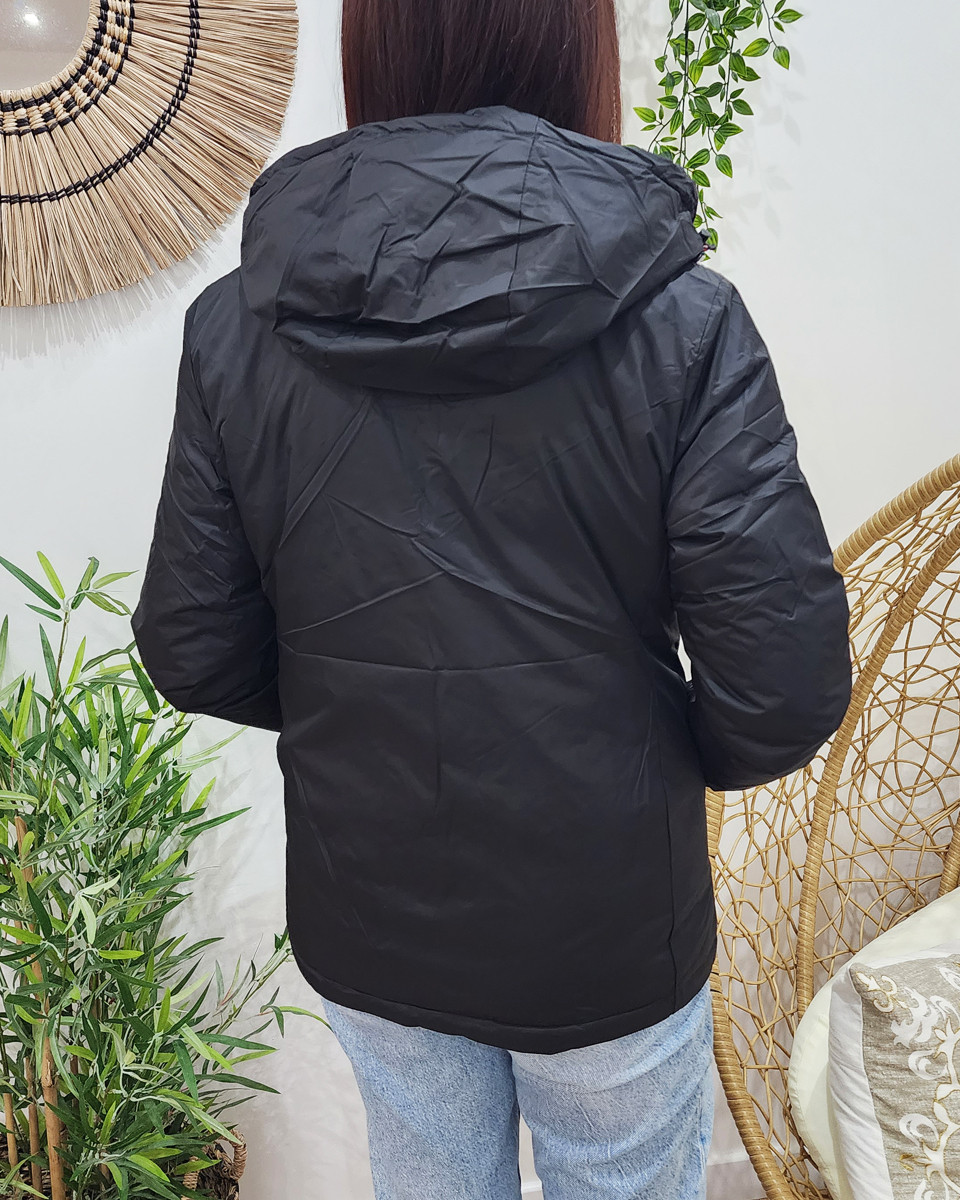 Parka doudoune femme courte épaisse réversible noire et dorée