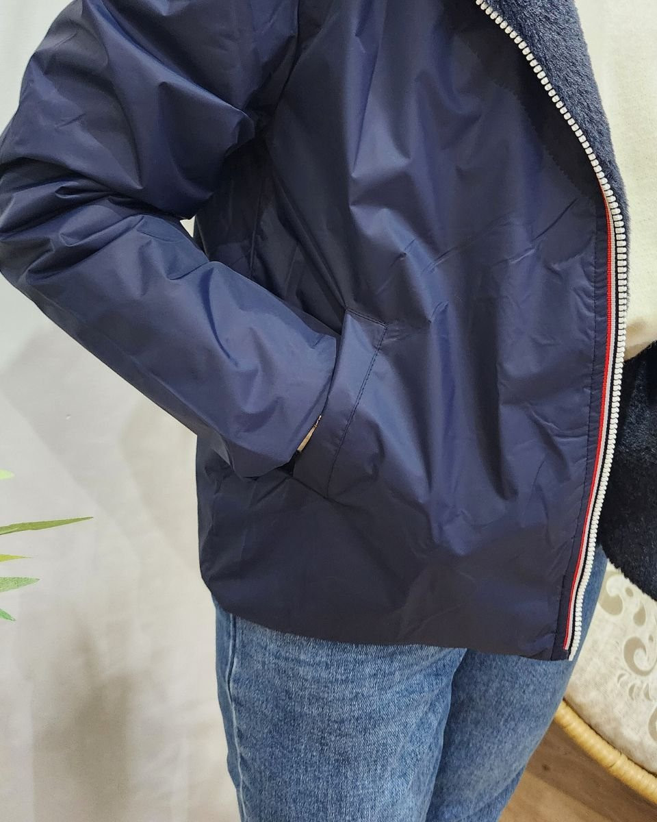 Parka femme bleu marine réversible fausse fourrure Sora