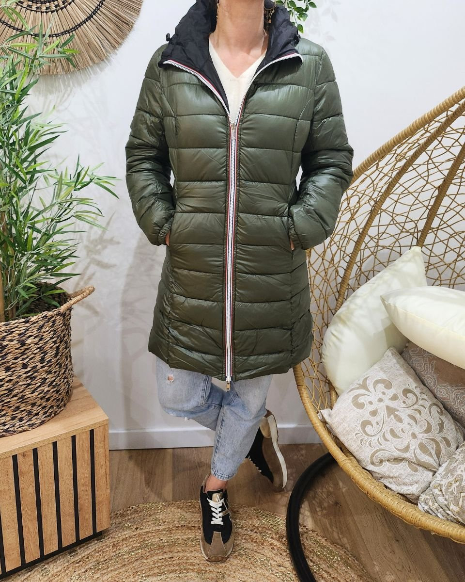 Parka femme noire réversible doudoune kaki Azylis