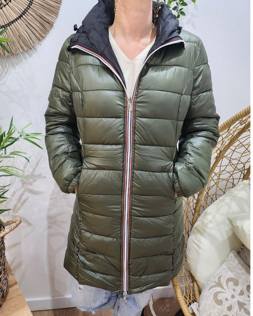 Parka femme noire réversible doudoune kaki Azylis