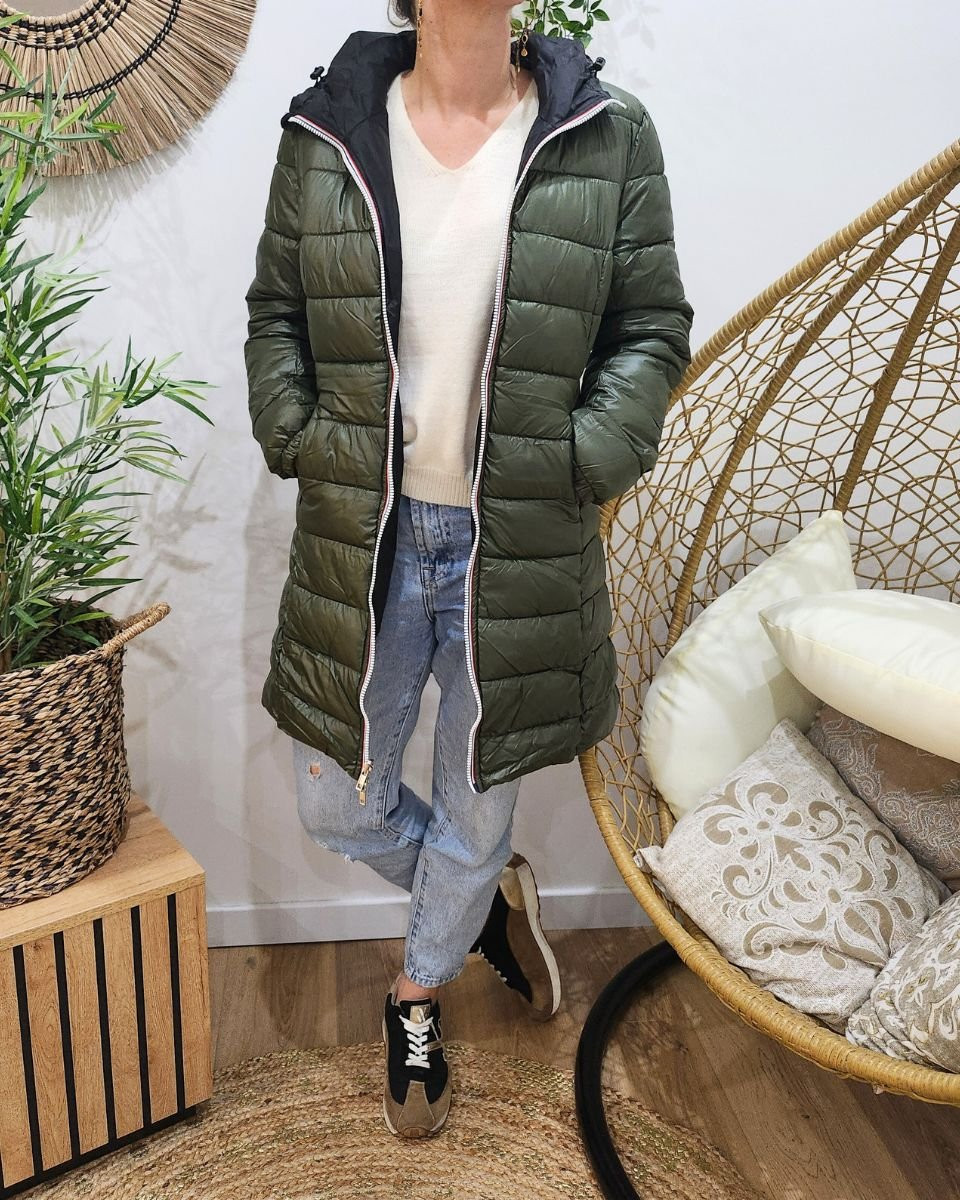 Parka femme noire réversible doudoune kaki Azylis