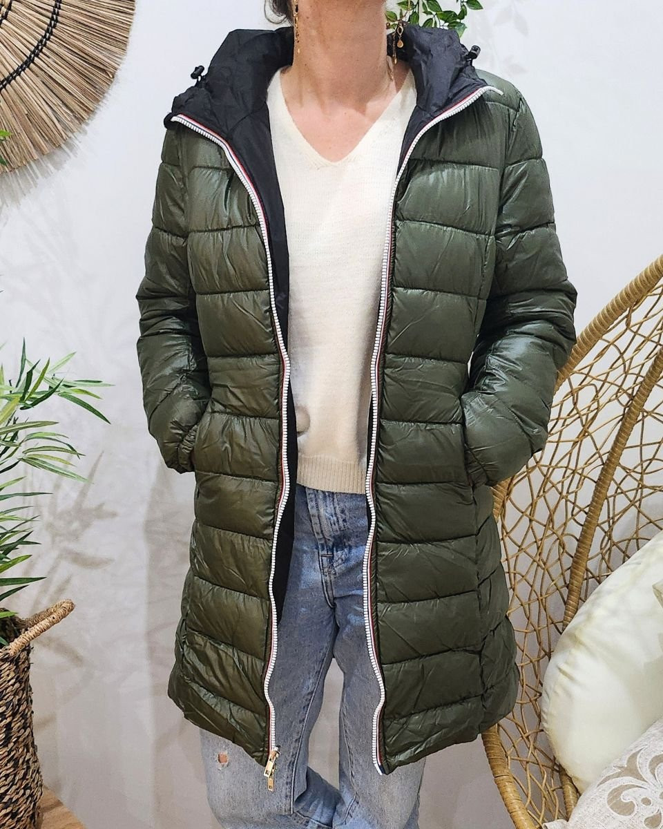 Parka femme noire réversible doudoune kaki Azylis