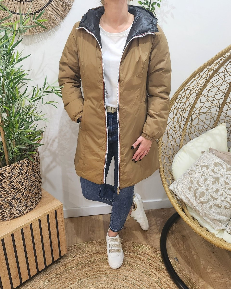 Parka femme camel réversible doudoune noir Azylis