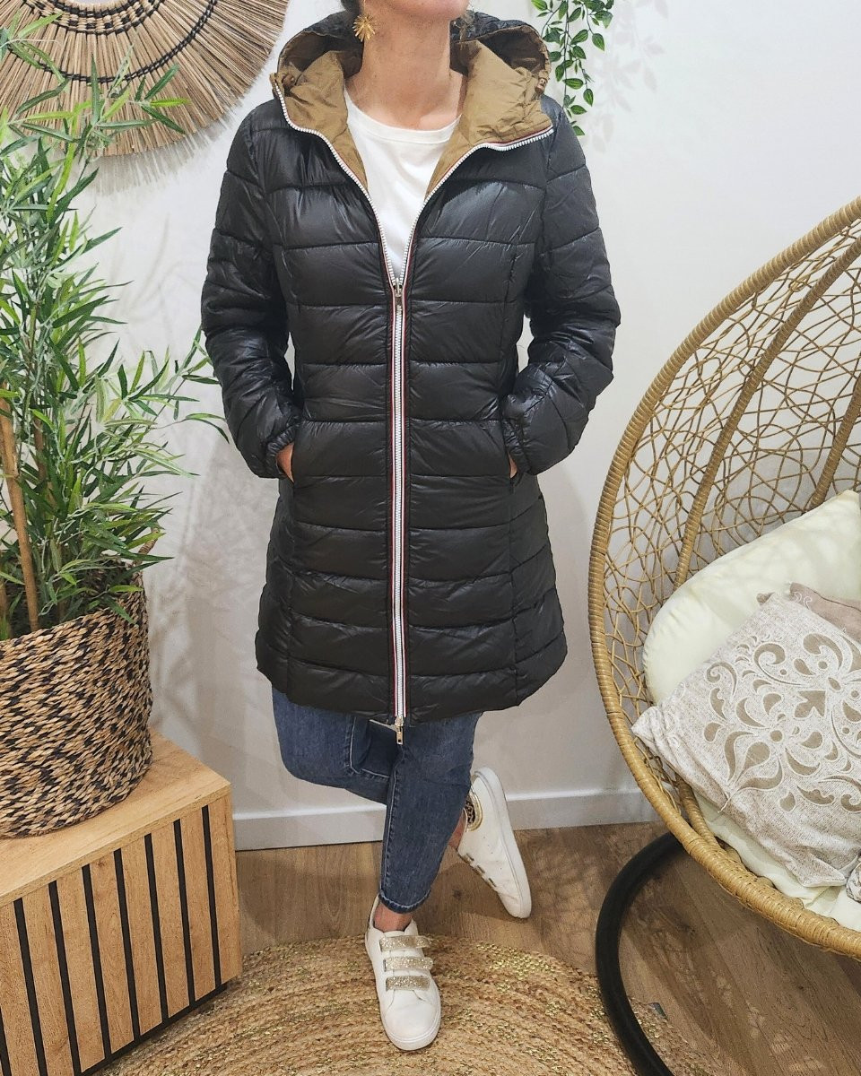 Parka femme camel réversible doudoune noir Azylis