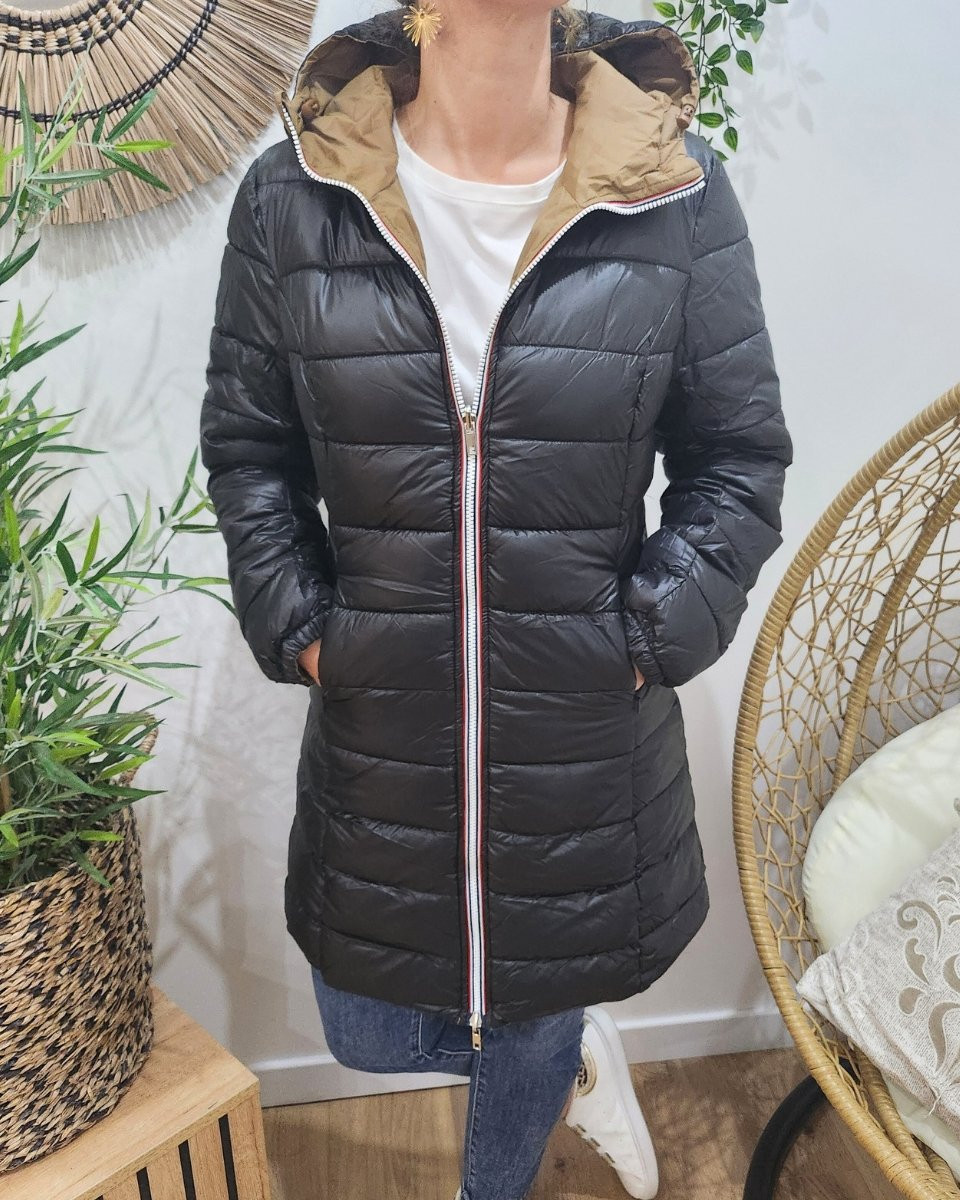 Parka femme camel réversible doudoune noir Azylis