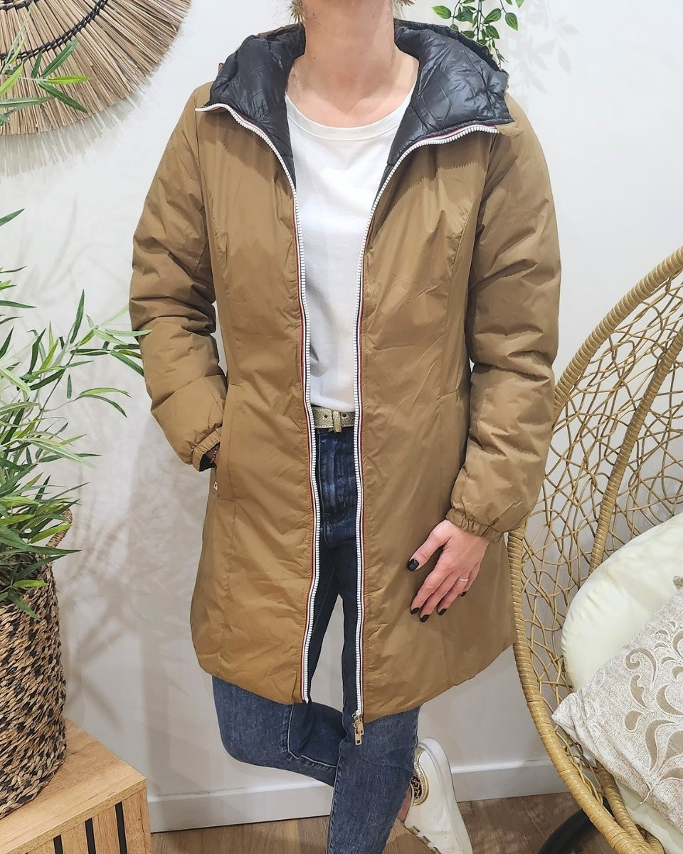 Parka femme camel réversible doudoune noir Azylis