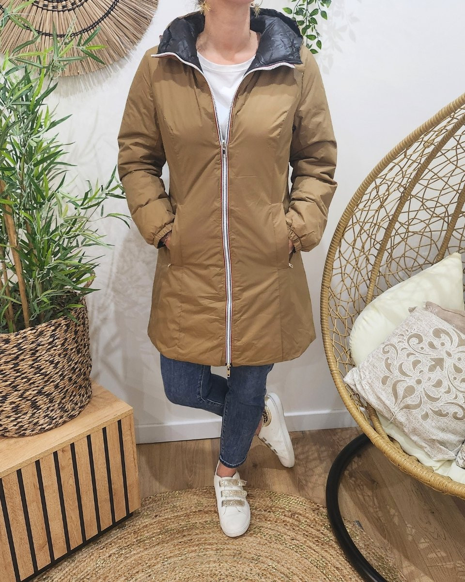 Parka femme camel réversible doudoune noir Azylis