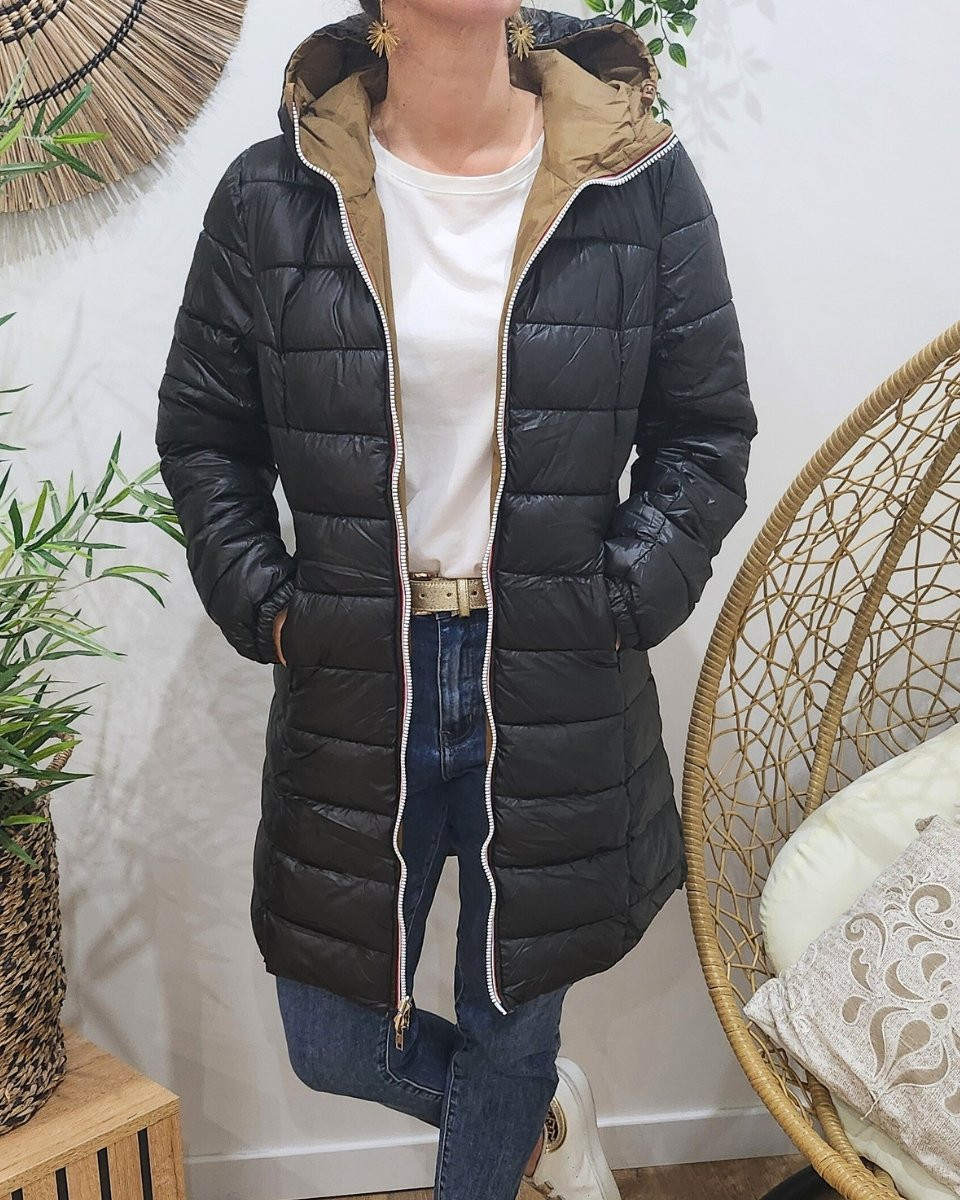 Parka femme camel réversible doudoune noir Azylis