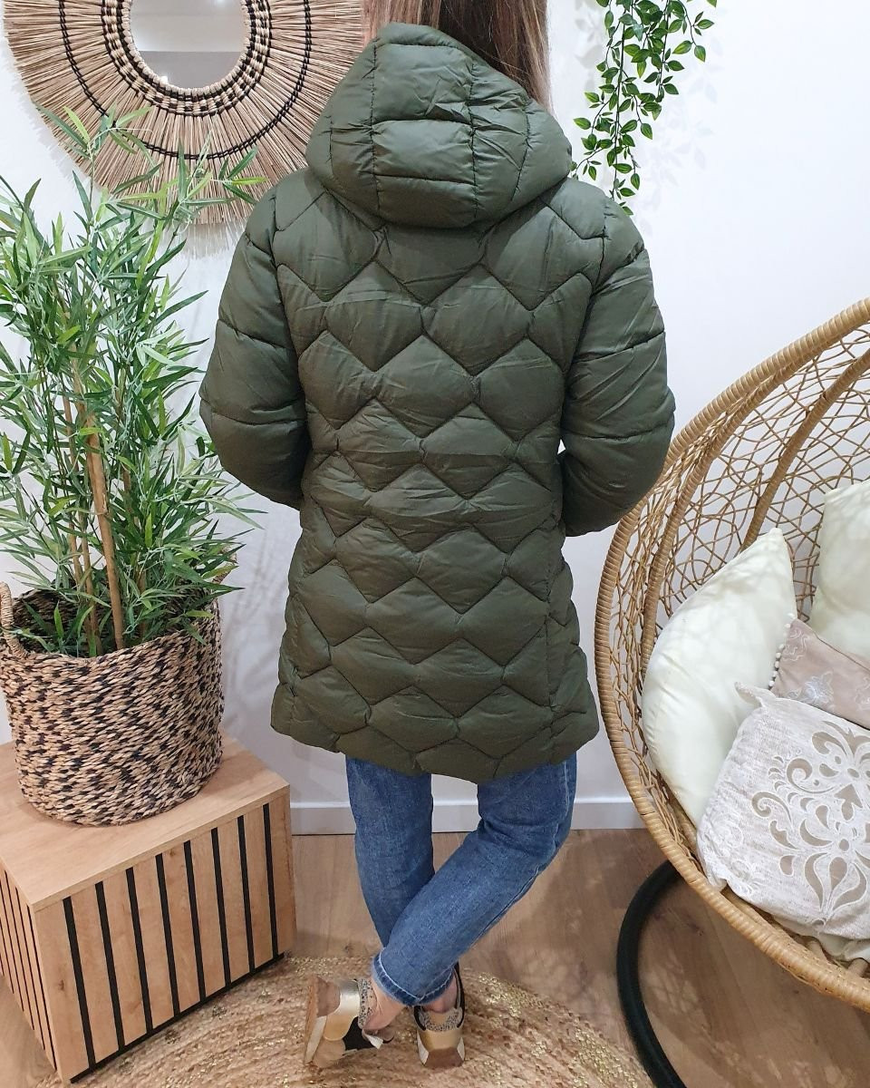 Parka doudoune kaki femme longue réversible dorée Isabela