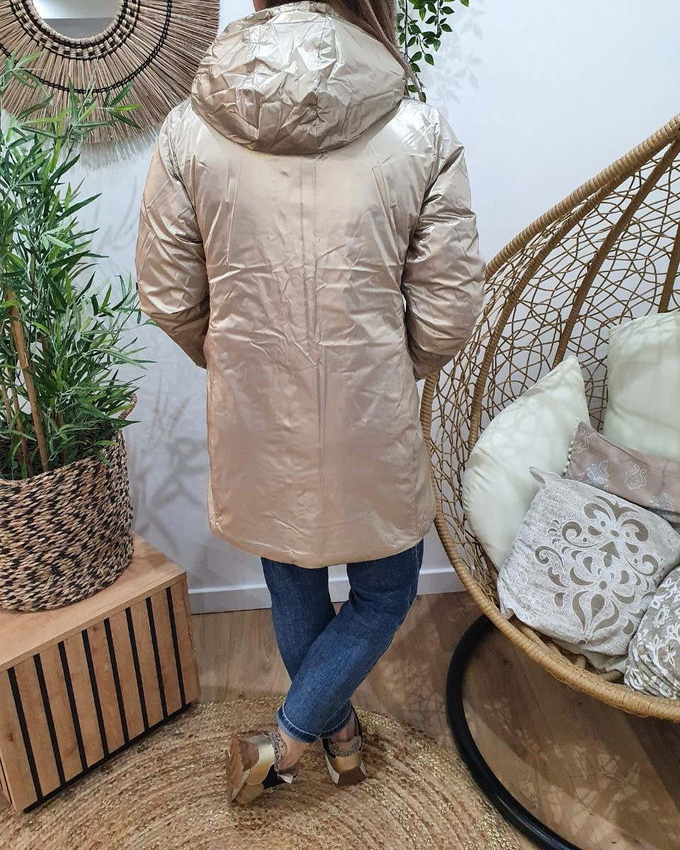 Parka doudoune kaki femme longue réversible dorée Isabela