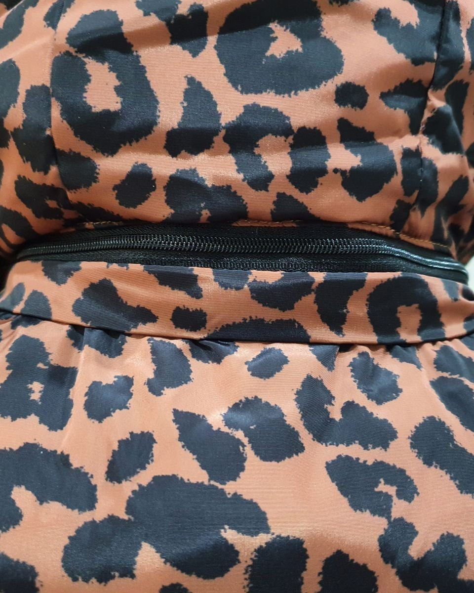 Doudoune longue femme réversible léopard choco et noire