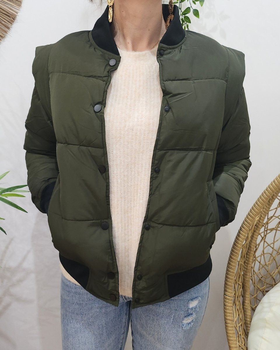 Doudoune kaki courte femme style bombers