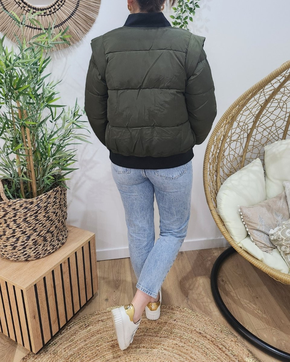 Doudoune kaki courte femme style bombers