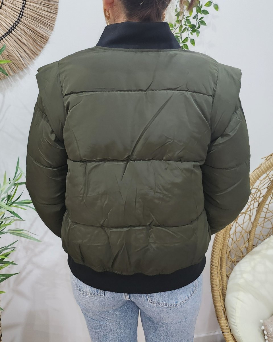 Doudoune kaki courte femme style bombers