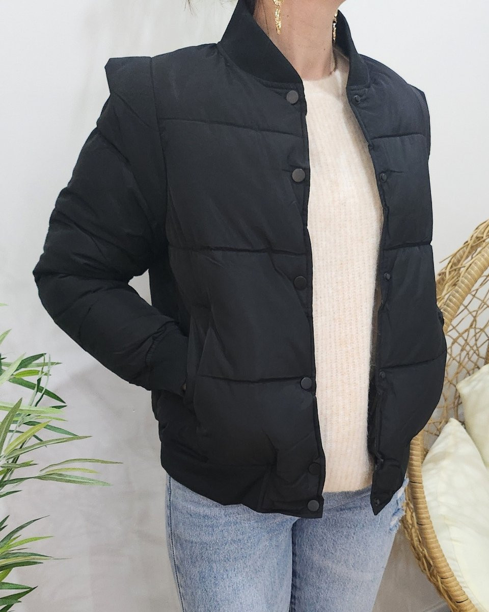 Doudoune noire courte femme style bombers