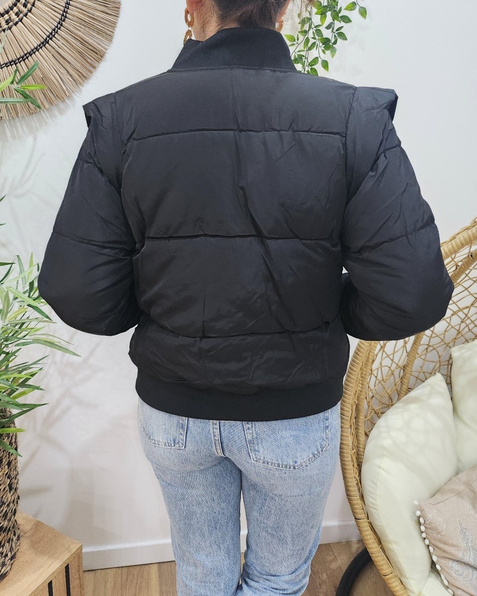 Doudoune noire courte femme style bombers