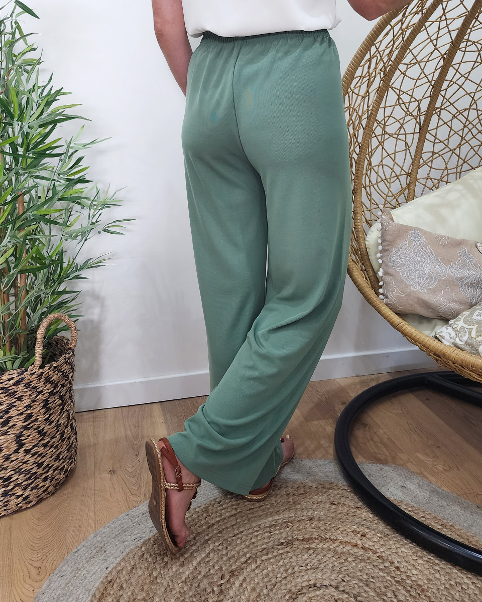 Pantalon femme fluide vert agate Esmée
