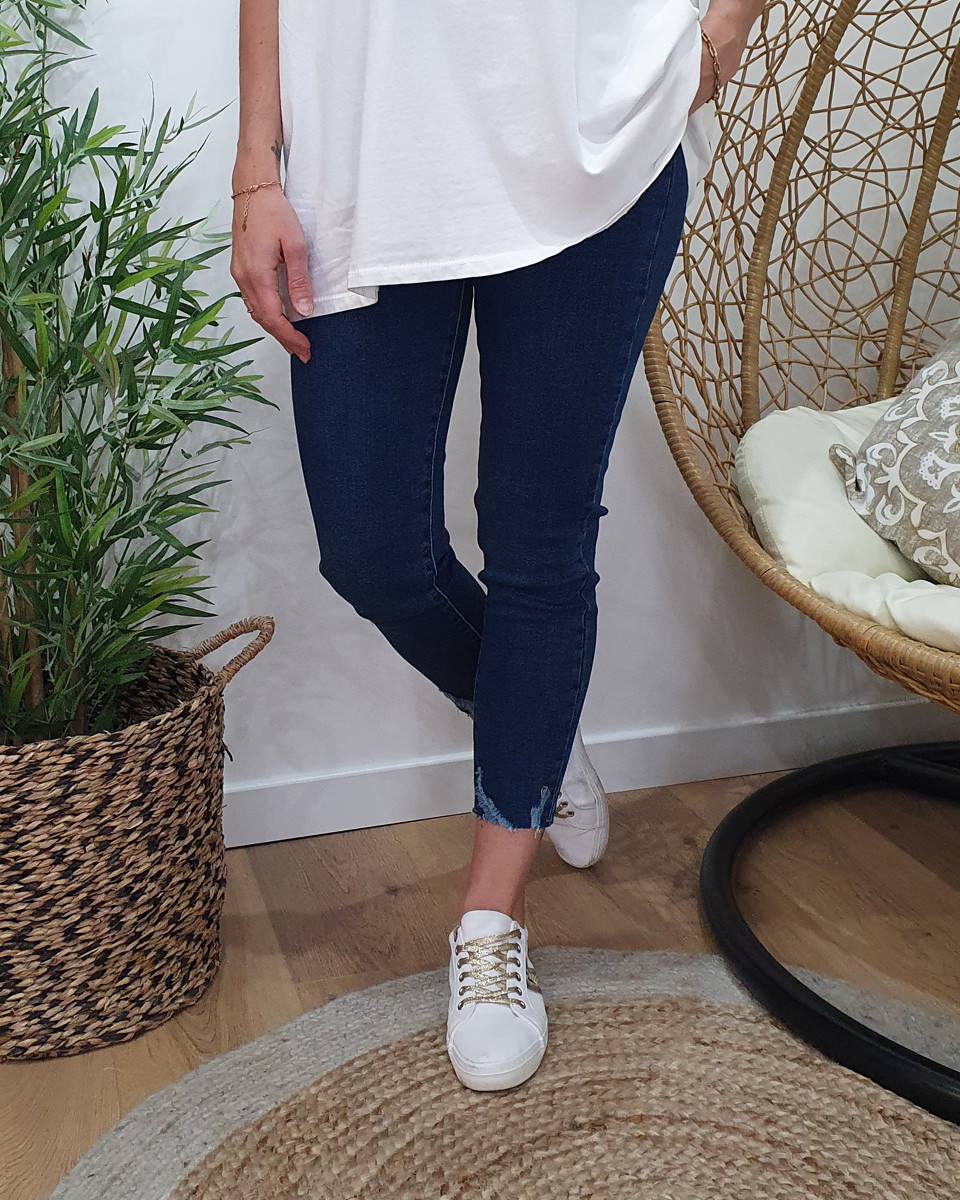 Jean femme bleu foncé coupe confort 7/8