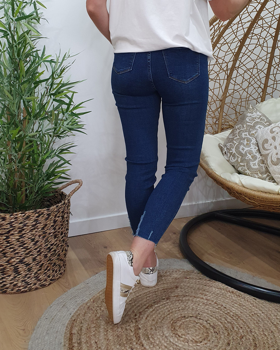 Jean femme bleu foncé coupe confort 7/8