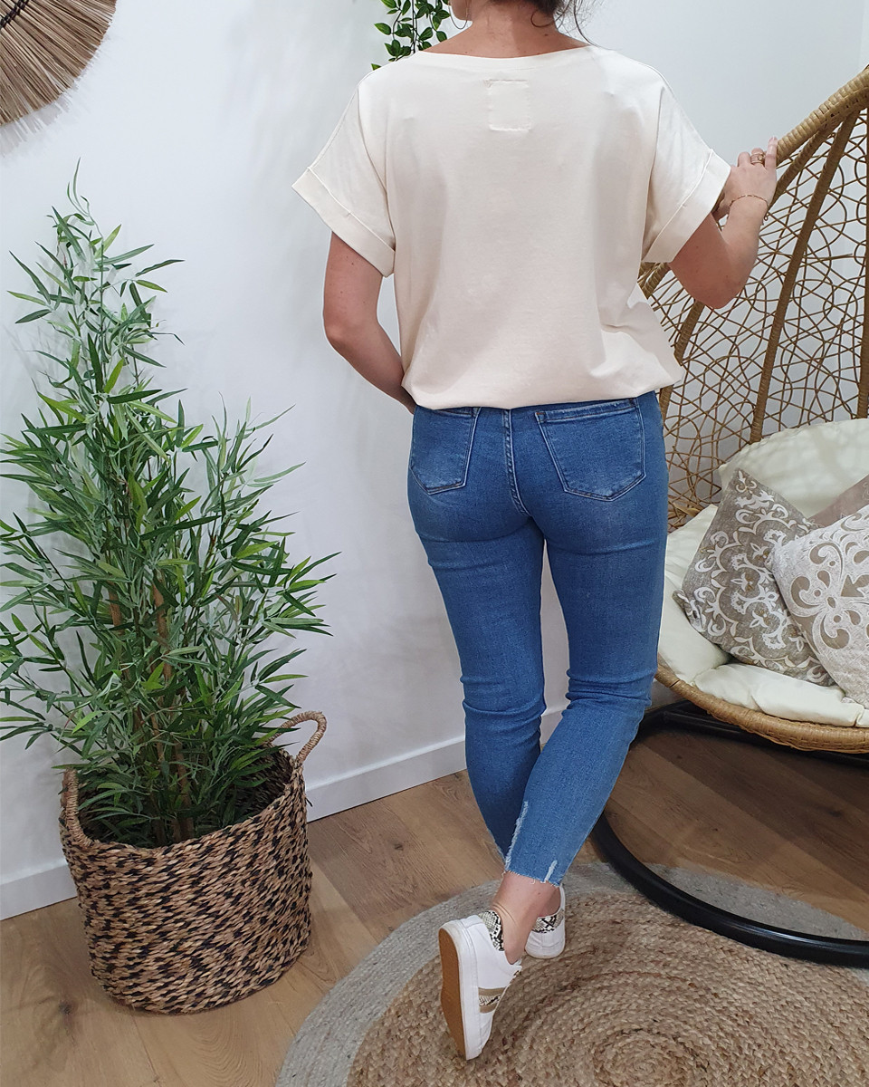 Jean femme bleu moyen coupe confort 7/8