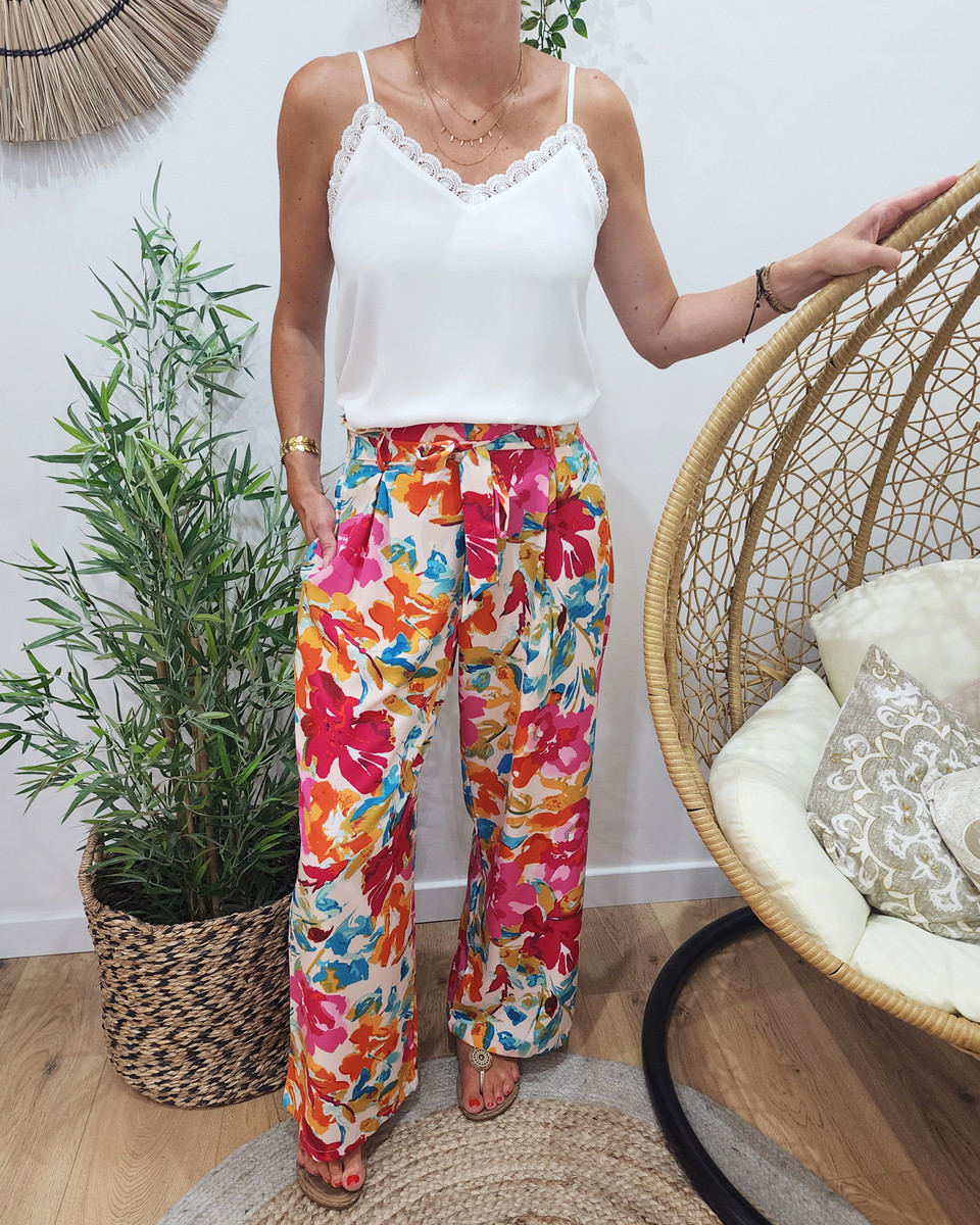 Pantalon femme fluide multicolore Malika