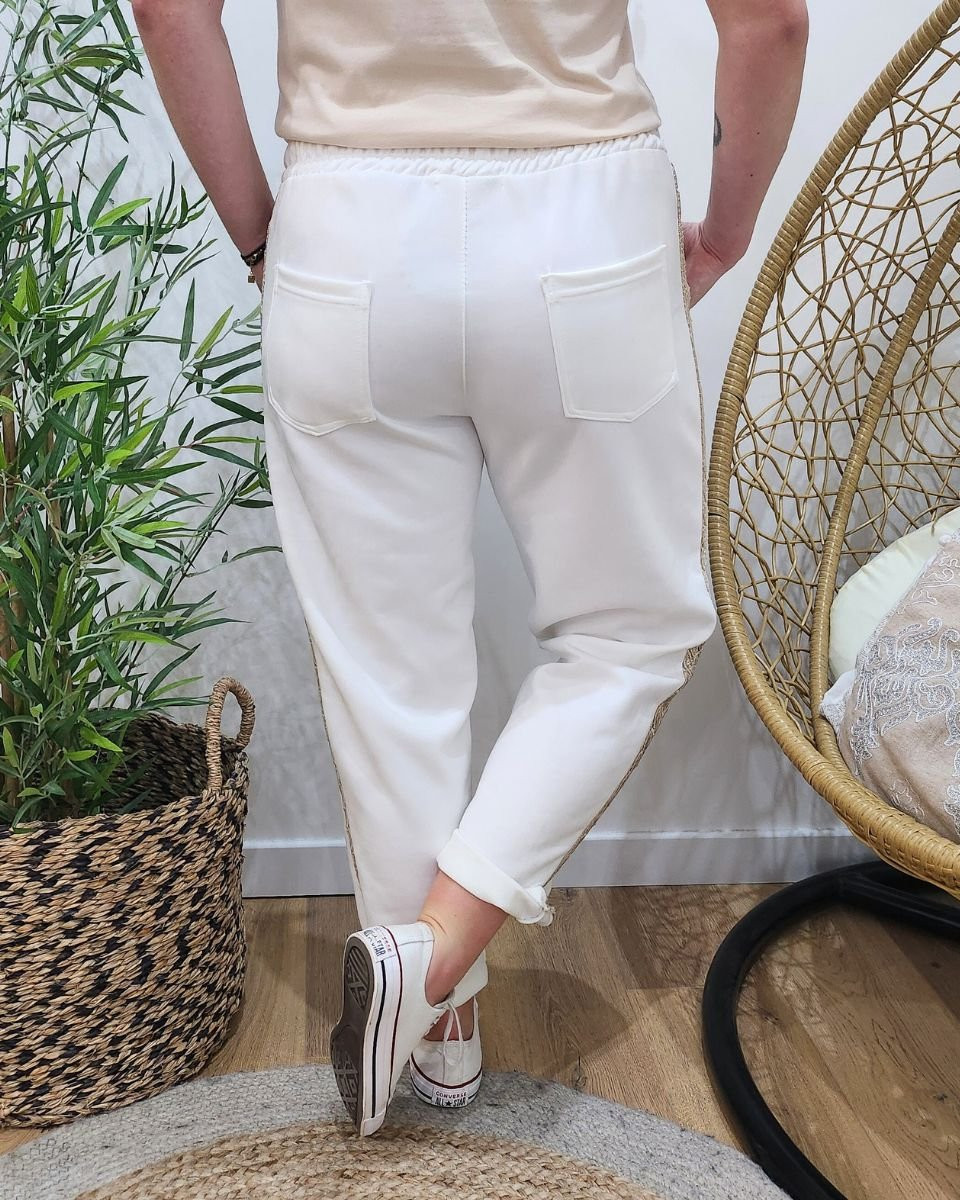 Pantalon femme jogg blanc Carmen