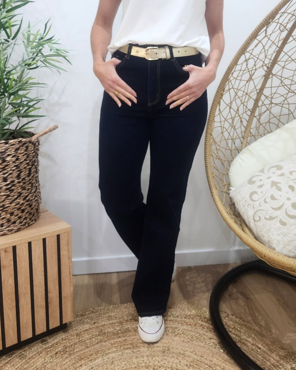 Jean femme brut large coupe confort