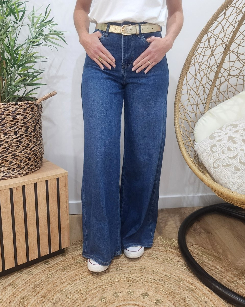 Jean femme Palazzo large bleu moyen