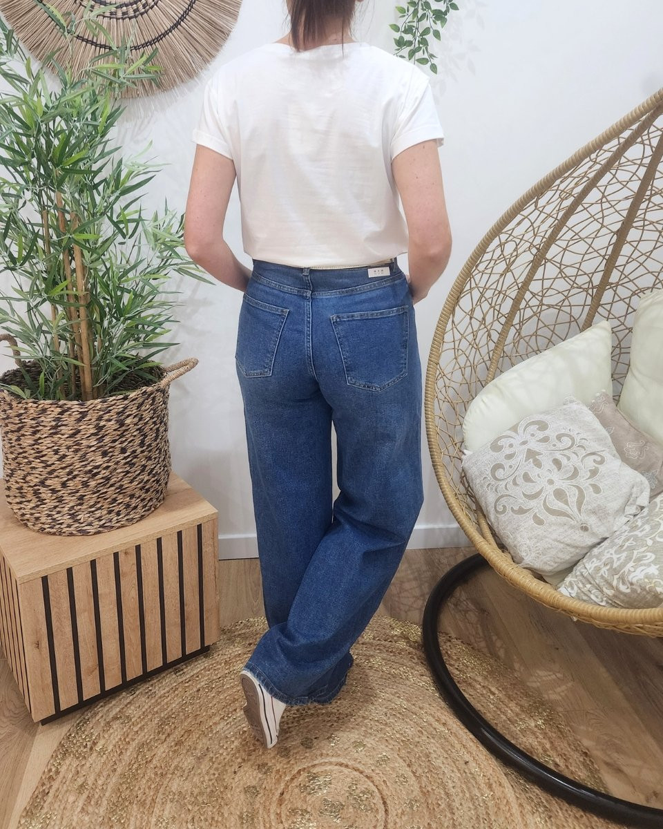 Jean femme Palazzo large bleu moyen