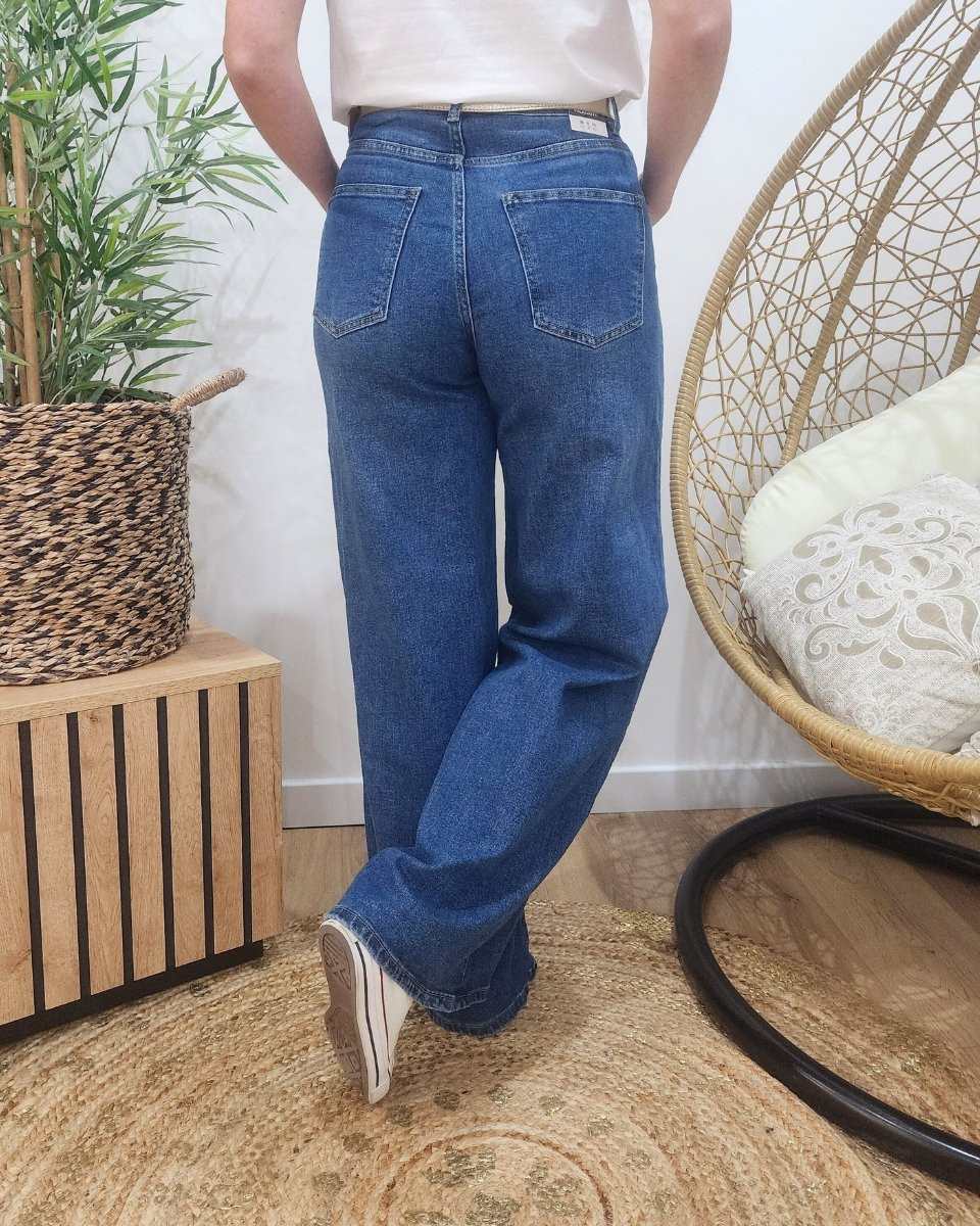 Jean femme Palazzo large bleu moyen