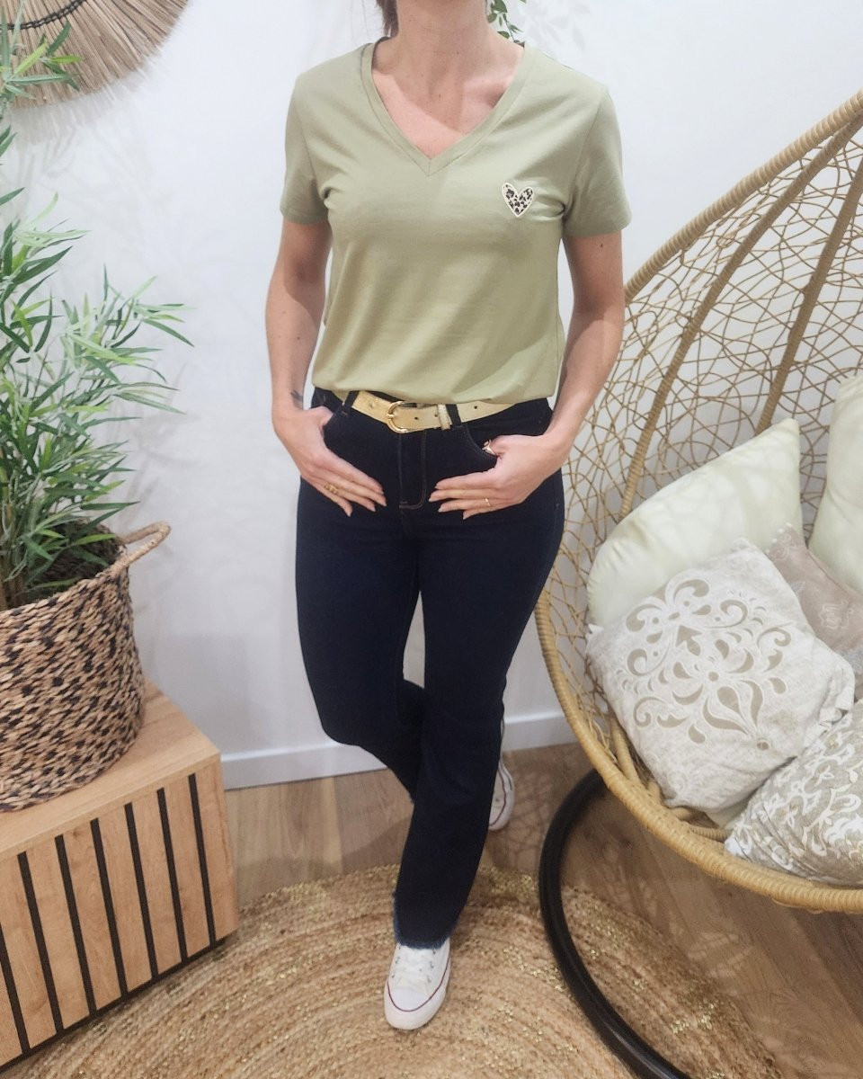 Jean femme brut flare taille haute