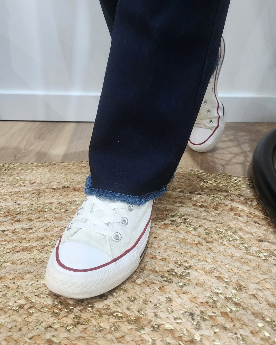 Jean femme brut flare taille haute