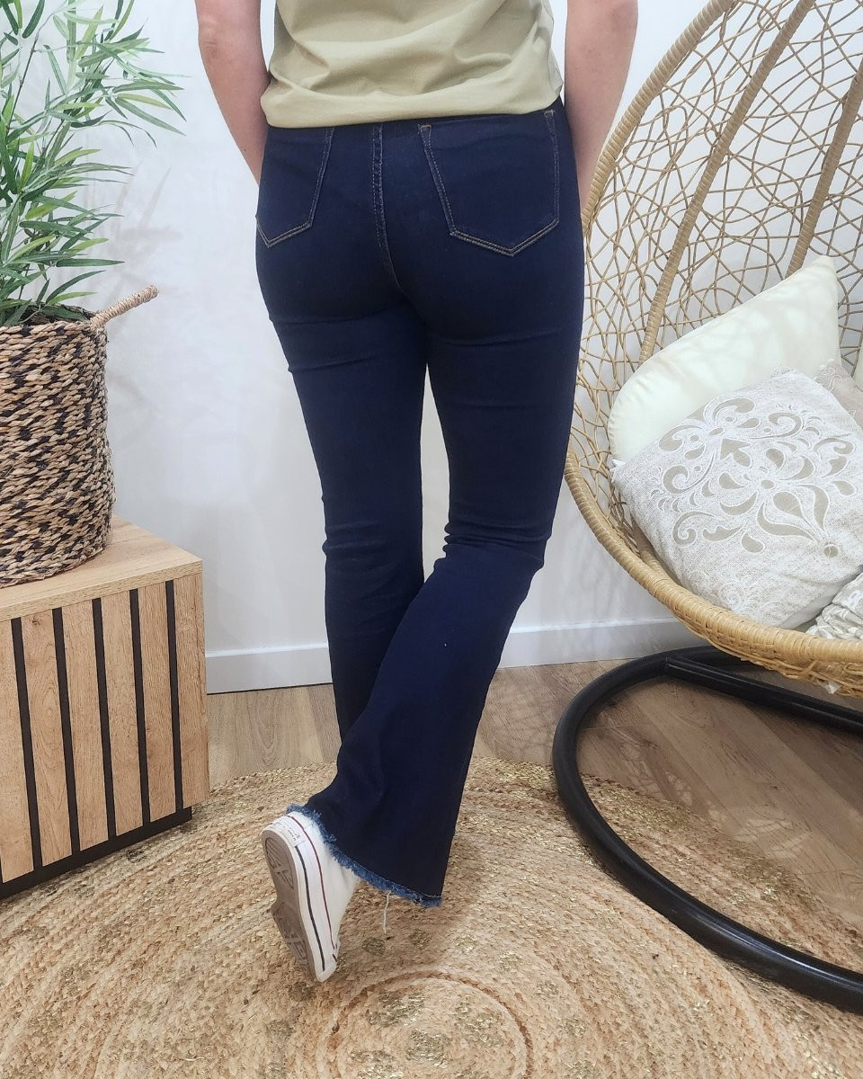 Jean femme brut flare taille haute