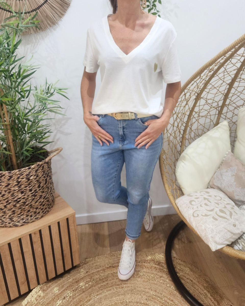 Jean femme coupe mom bleu clair 