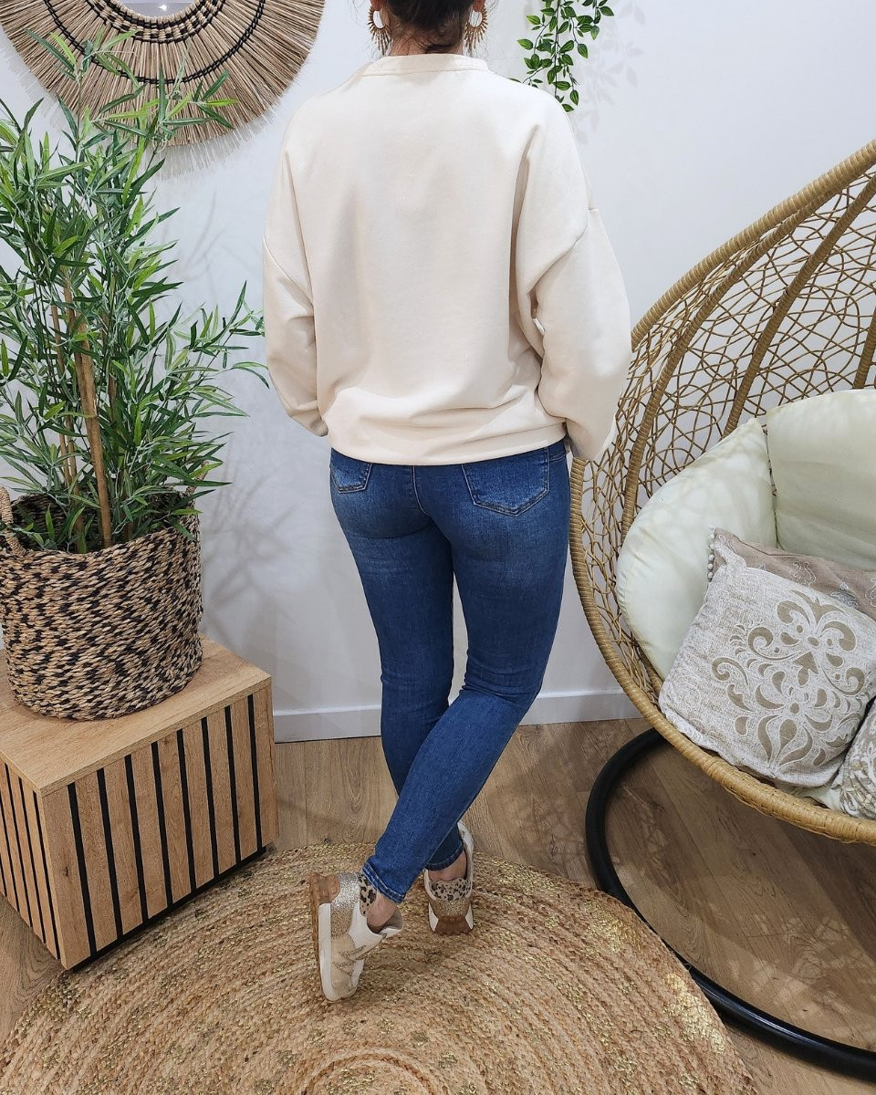 Jean femme skinny foncé délavé push up