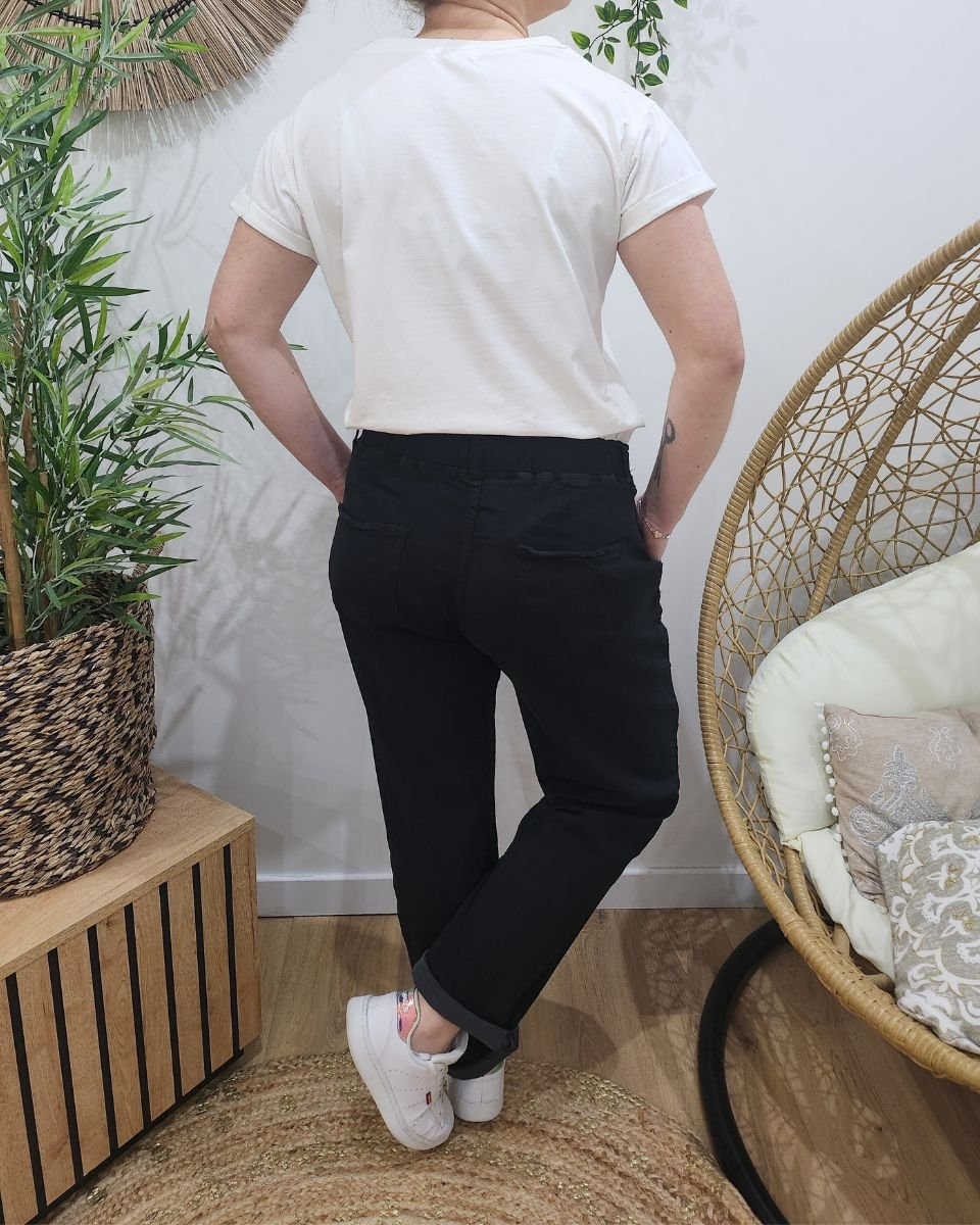 Pantalon femme élastiqué noir Bianka