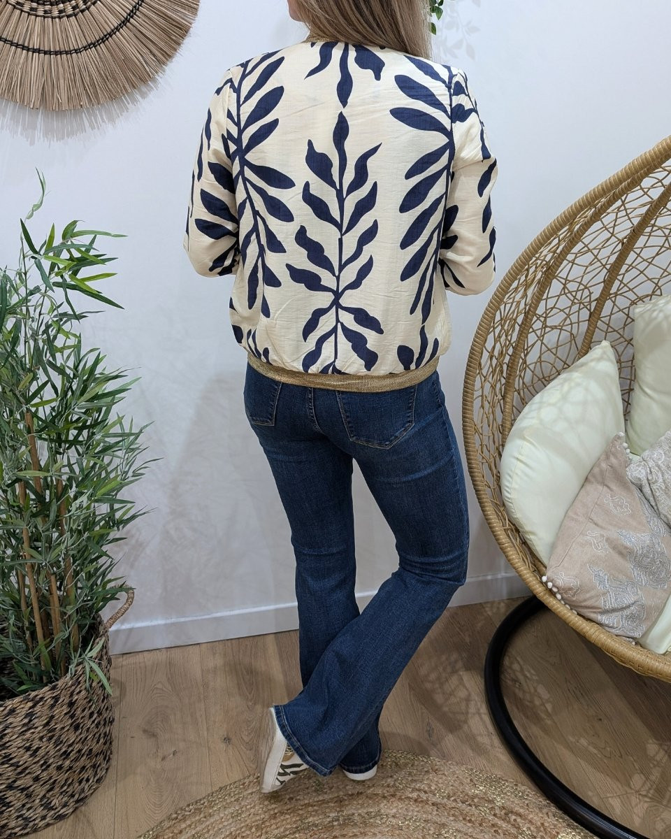 Jean femme flare taille haute bleu foncé délavé coupe confort