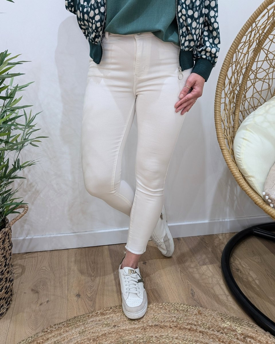 Jean femme écru skinny taille haute 7/8