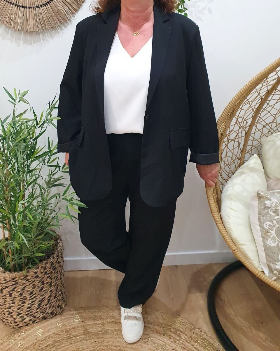 Pantalon tailleur femme grande taille noir
