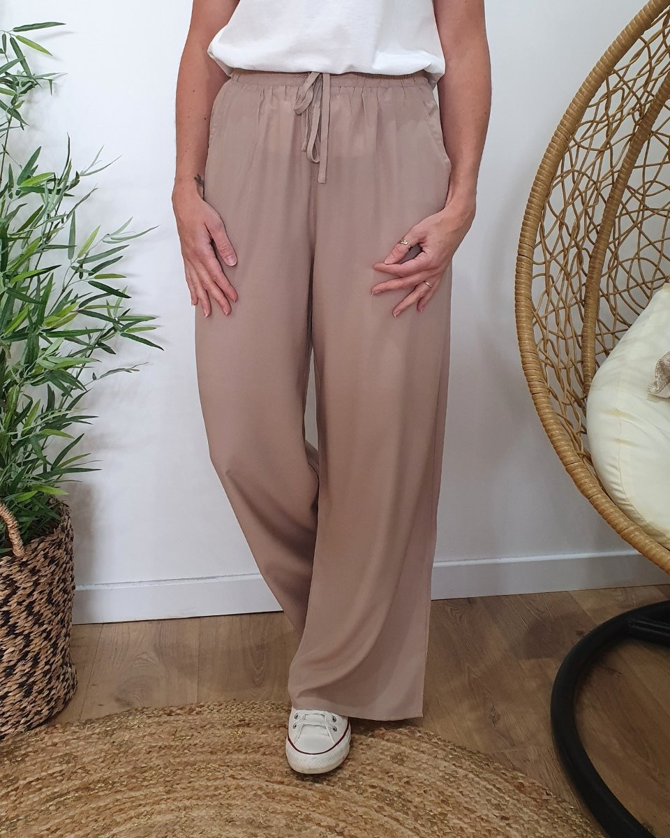 Pantalon fluide femme fin taupe Eméria