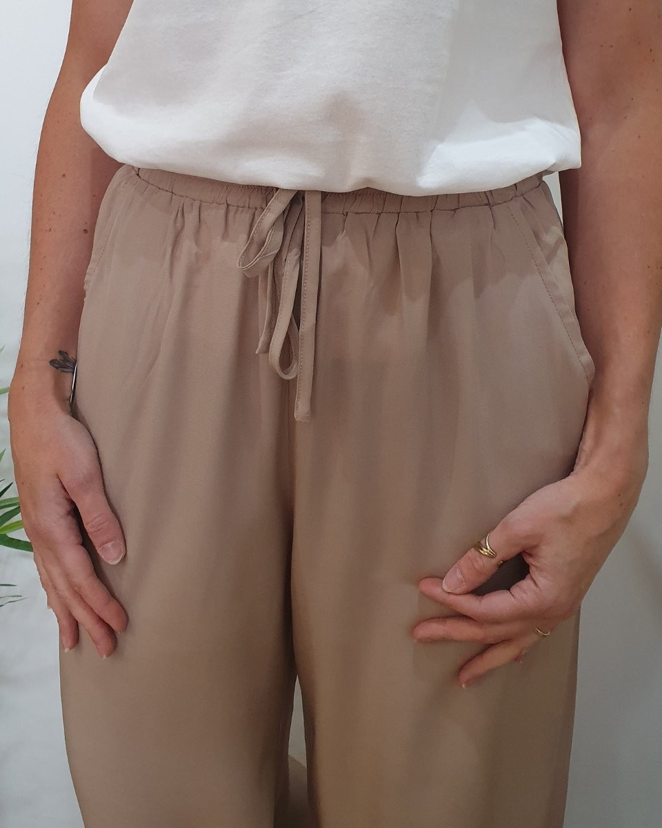 Pantalon fluide femme fin taupe Eméria
