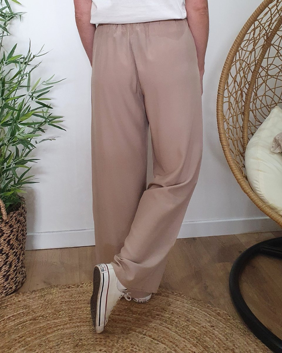 Pantalon fluide femme fin taupe Eméria